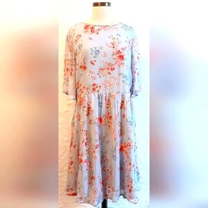 ASOS viscose sheer floral lavender embroidered babydoll dress. Sz 14.